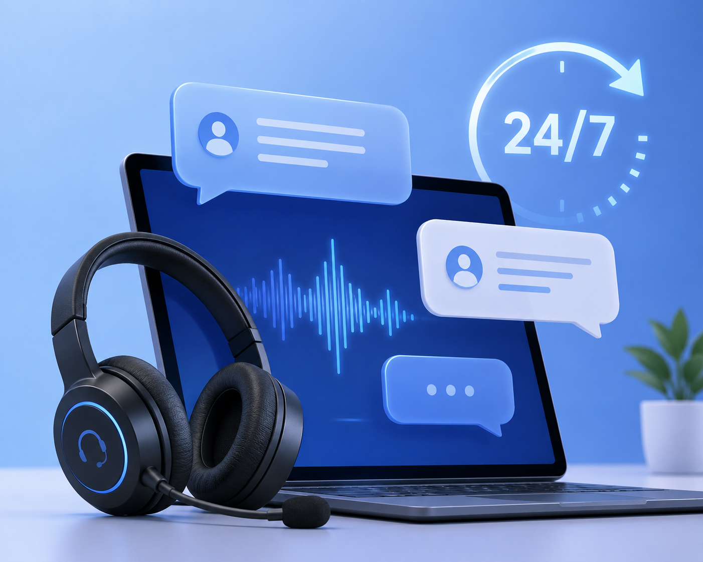 Headset and chat interface for AI customer support